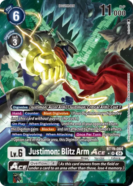 Digimon TCG Card 'BT19-064_P1' 'Justimon: Blitz Arm'