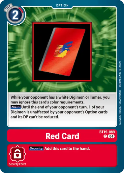 Digimon TCG Card 'BT19-089' 'Red Card'