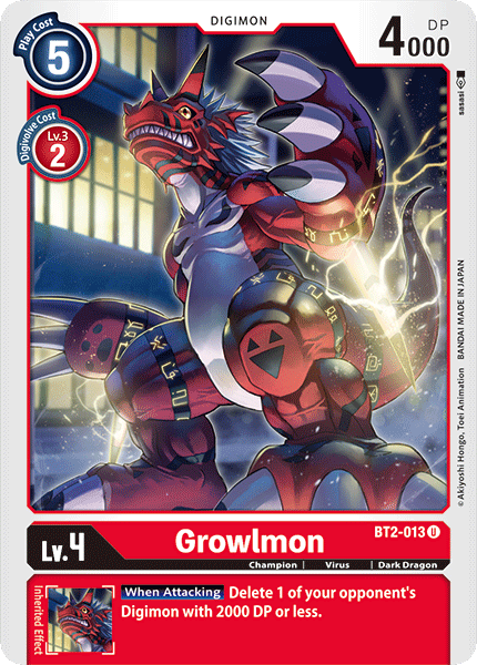 Digimon TCG Card BT2-013 Growlmon