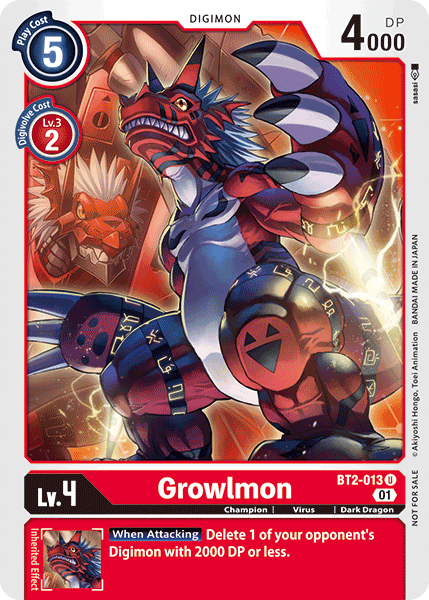 Digimon TCG Card BT2-013_P1 Growlmon