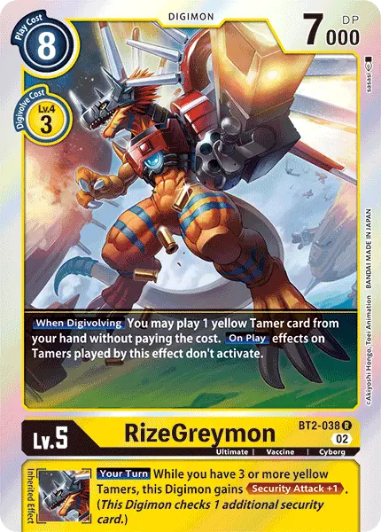 Digimon TCG Card BT2-038_P3 RizeGreymon