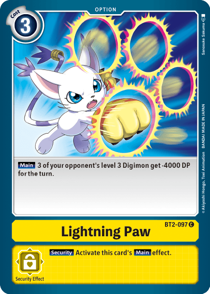 Digimon TCG Card BT2-097 Lightning Paw