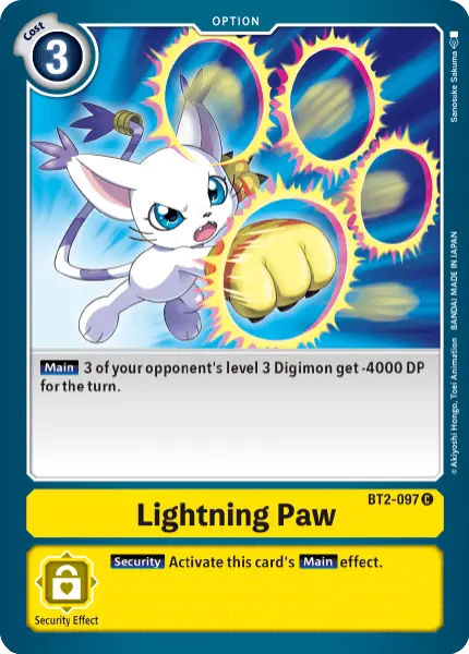 Digimon TCG Card 'BT2-097' 'Lightning Paw'