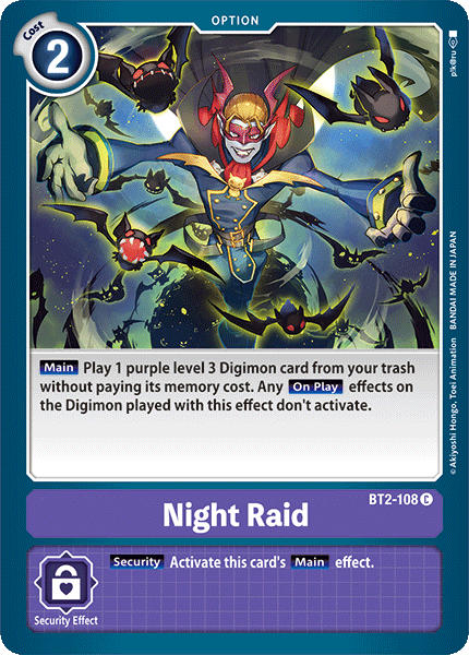 Digimon TCG Card 'BT2-108' 'Night Raid'