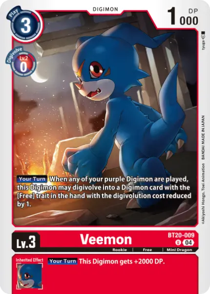 Digimon TCG Card 'BT20-009' 'Veemon'