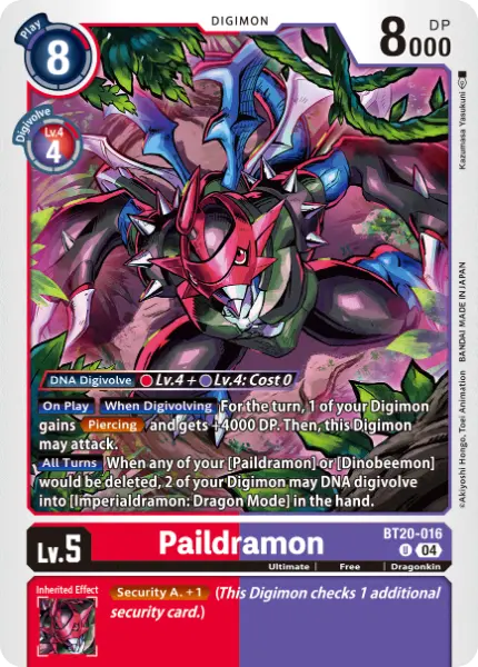 Digimon TCG Card 'BT20-016' 'Paildramon'