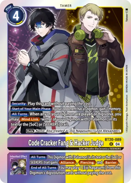 Digimon TCG Card 'BT20-089' 'Code Cracker Fang & Hacker Judge'