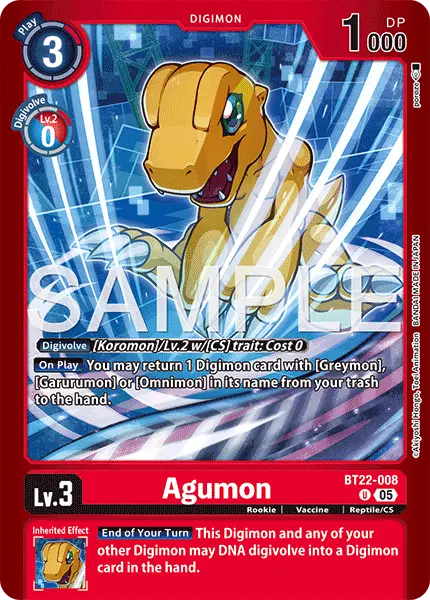 Digimon TCG Card BT22-008_P2 Agumon