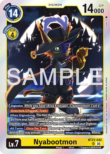 Deck BT22 Nyabootmon with preview of card BT22-042