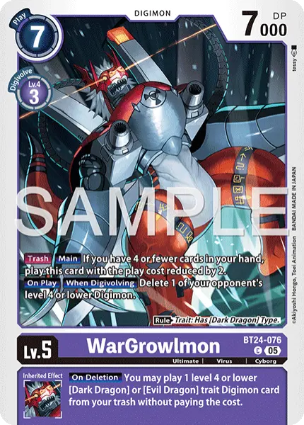 Digimon TCG Card 'BT24-076' 'WarGrowlmon'