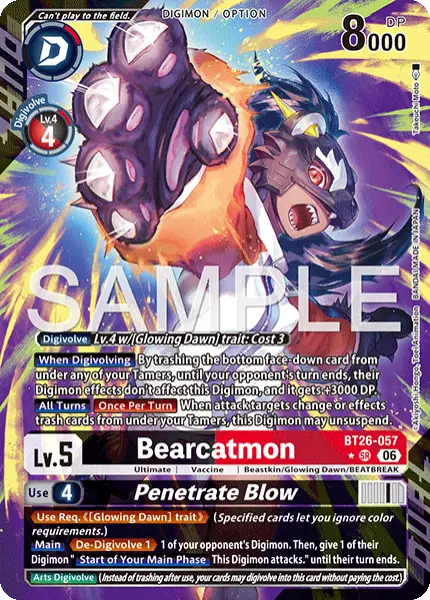 Digimon TCG Card BT26-057_P1 Bearcatmon Penetrate Blow