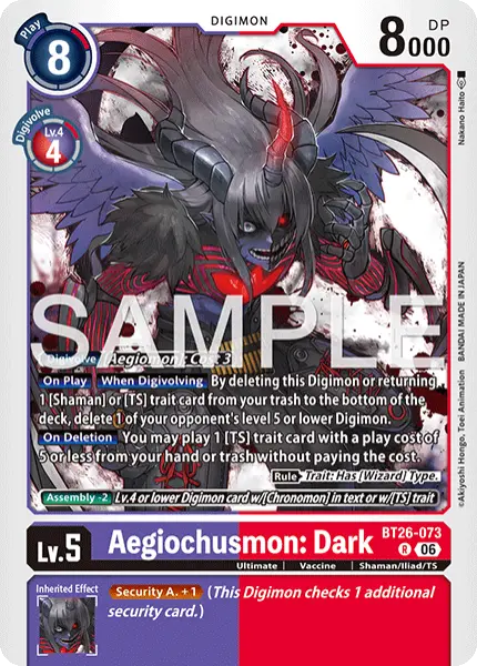 Digimon TCG Card 'BT26-073' 'Aegiochusmon: Dark'