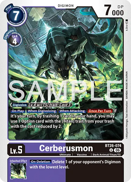 Digimon TCG Card 'BT26-074' 'Cerberusmon'