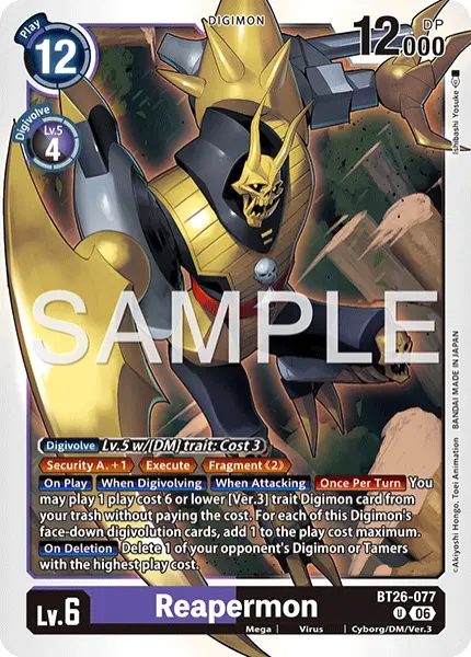 Digimon TCG Card BT26-077 Reapermon