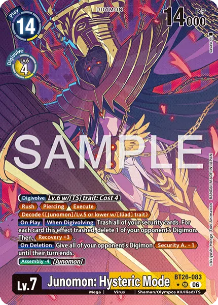 Digimon TCG Card BT26-083_P1 Junomon: Hysteric Mode