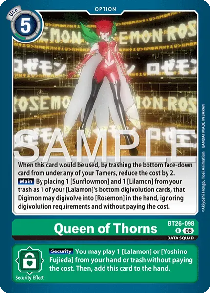 Digimon TCG Card 'BT26-098' 'Queen of Thorns'