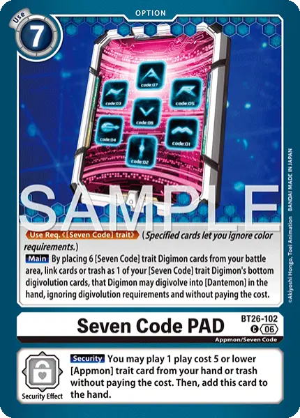 Digimon TCG Card 'BT26-102' 'Seven Code PAD'