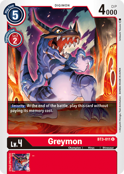 Digimon TCG Card BT3-011 Greymon