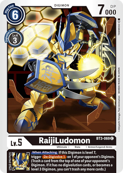 Digimon TCG Card BT3-069 RaijiLudomon