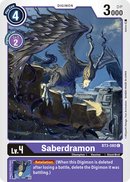Digimon TCG Card BT3-080 Saberdramon