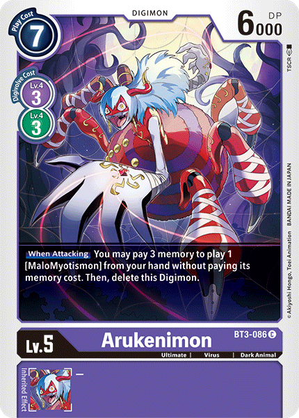 Digimon TCG Card BT3-086 Arukenimon