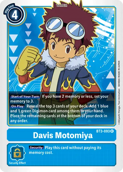 Digimon TCG Card 'BT3-093' 'Davis Motomiya'