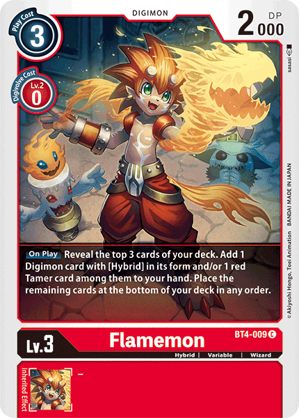 Digimon TCG Card 'BT4-009' 'Flamemon'