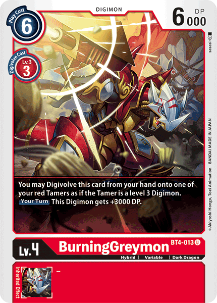 Digimon TCG Card 'BT4-013' 'BurningGreymon'