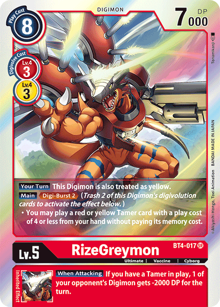 Digimon TCG Card 'BT4-017' 'RizeGreymon'