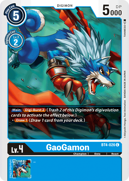 Digimon TCG Card BT4-026 GaoGamon