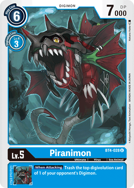 Digimon TCG Card BT4-028 Piranimon