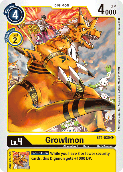 Digimon TCG Card BT4-039 Growlmon