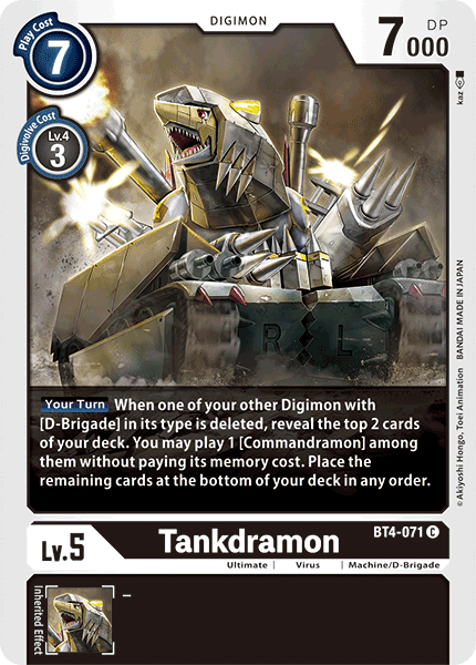 Digimon TCG Card BT4-071 Tankdramon