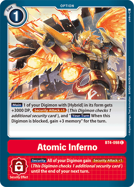 Digimon TCG Card 'BT4-098' 'Atomic Inferno'