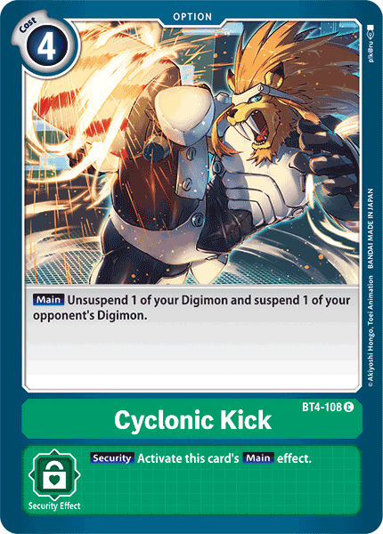 Digimon TCG Card BT4-108 Cyclonic Kick