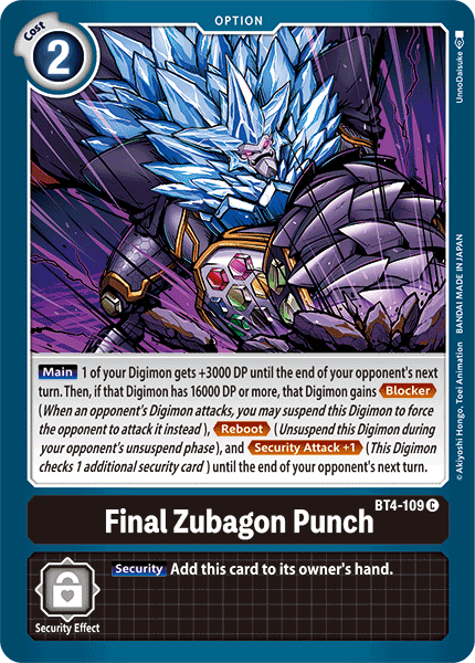Digimon TCG Card BT4-109 Final Zubagon Punch