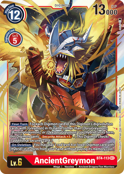 Digimon TCG Card BT4-113 AncientGreymon