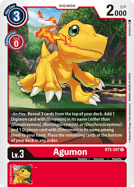 Digimon TCG Card 'BT5-007' 'Agumon'