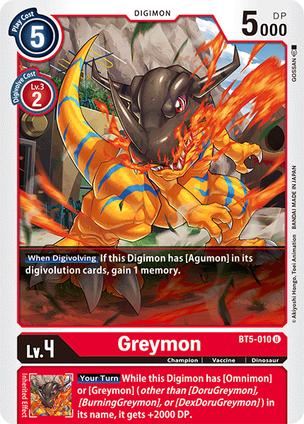 Digimon TCG Card 'BT5-010' 'Greymon'