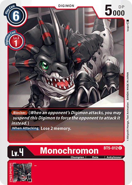 Digimon TCG Card 'BT5-012' 'Monochromon'