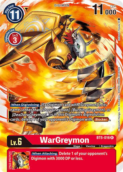 Digimon TCG Card 'BT5-016' 'WarGreymon'