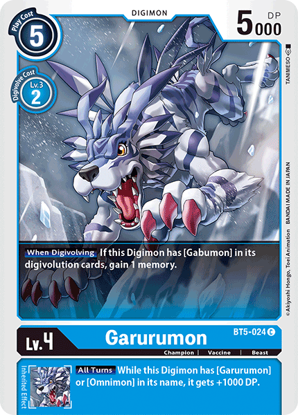 Digimon TCG Card BT5-024 Garurumon