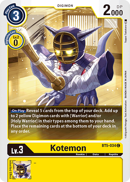 Digimon TCG Card BT5-034 Kotemon