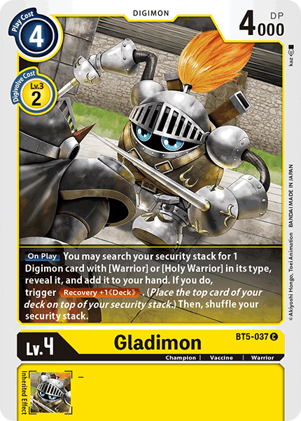 Digimon TCG Card 'BT5-037' 'Gladimon'