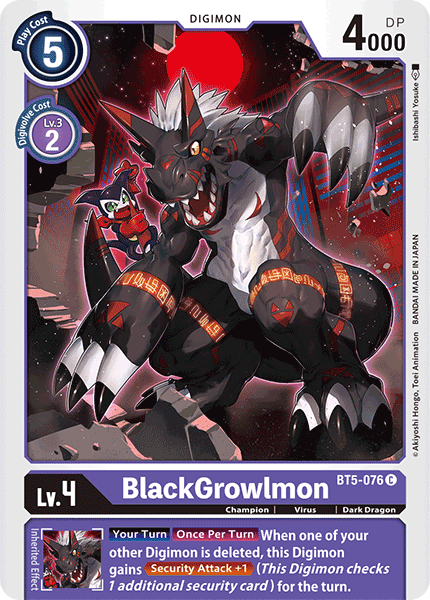 Digimon TCG Card 'BT5-076' 'BlackGrowlmon'