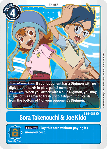 Digimon TCG Card BT5-088 Sora Takenouchi & Joe Kido
