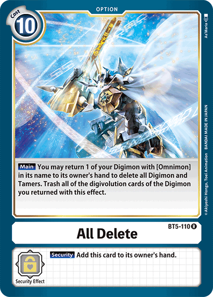 Digimon TCG Card BT5-110 All Delete