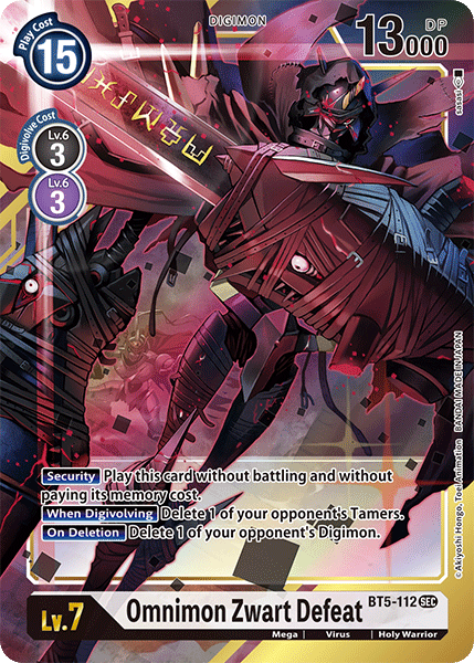 Digimon TCG Card BT5-112_P1 Omnimon Zwart Defeat