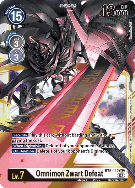 Digimon TCG Card BT5-112_P4 Omnimon Zwart Defeat