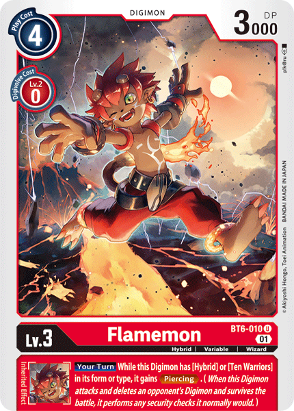 Digimon TCG Card 'BT6-010' 'Flamemon'